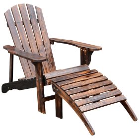Adirondack Chair with Ottoman, Wooden Outdoor Patio Lounge Chair, Comfort Design for Garden and Deck