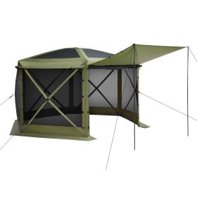 VEVOR Pop up Gazebo Screen Tent, 12 x 12 ft Large 6-Sided Camping Canopy Tent with Removable Top & Carry Bag, Quick-Set & Bite-Proof