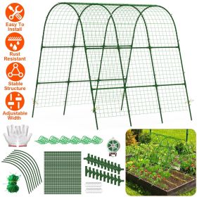 Cucumber Trellis for Raised Bed Arch Garden Trellis for Climbing Plants Vine Vegetables Fruit Flower Grape U-Shaped Frame with Climbing Net Tunne