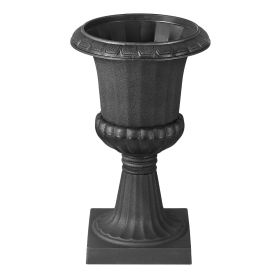 VEVOR Plastic Urn Planters, 9.8 x 16.5 Inch, 2 Pack Black Classic Flower Pots Front Porch Planters, Indoor & Outdoor Vase for Wedding, Party, Eve