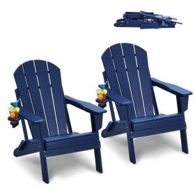 VEVOR Adirondack Chair Plastic, Set of 2 All-Weather Portable Folding Fire Pit Chair, Outdoor Adirondack Patio Chair with Cup Holder