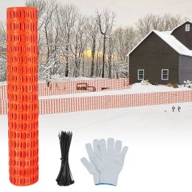 Safety Fence 4'x100' with 100 Zip Ties, Plastic Mesh Fencing Roll, Temporary Reusable Netting for Snow Fence, Garden, Construction and Animal Bar (Color: Orange, Weight: 15.65 lb)